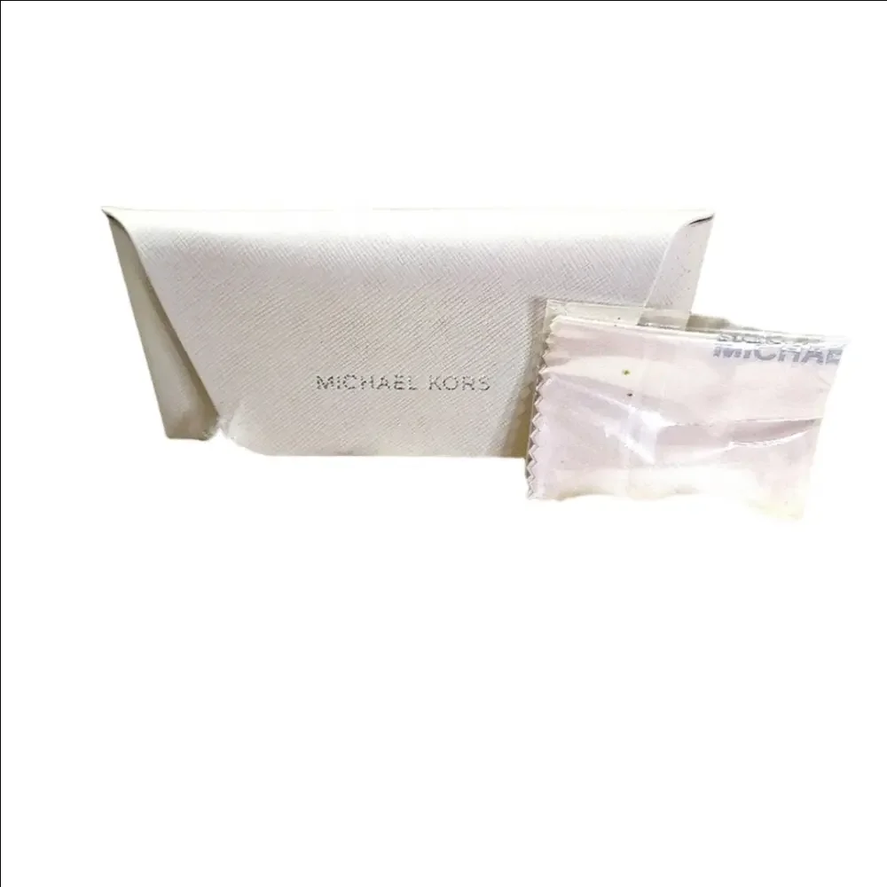 Michael Kors White Silver Logo Eyeglass Case